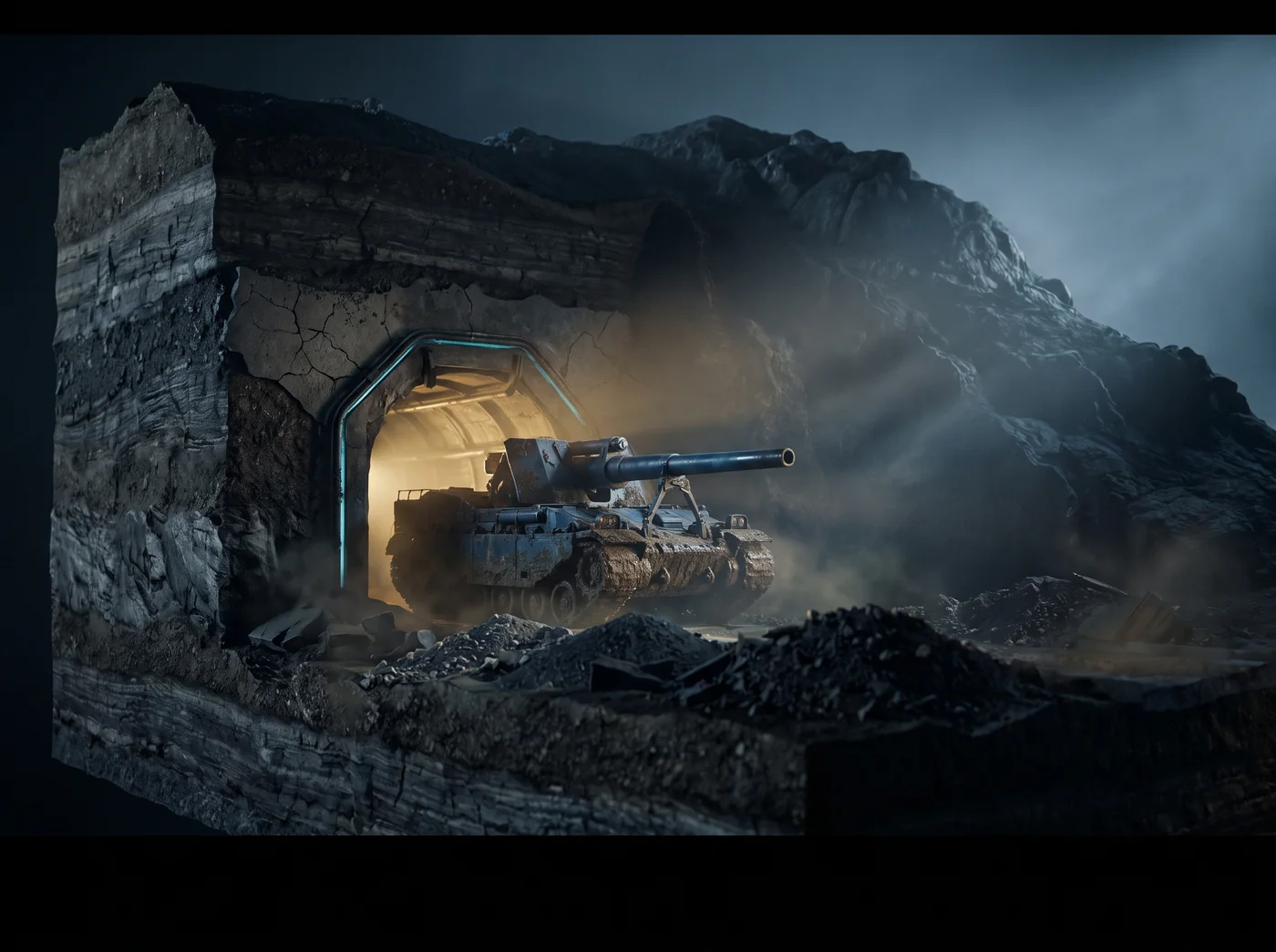 A tunnel driven clean through a hill